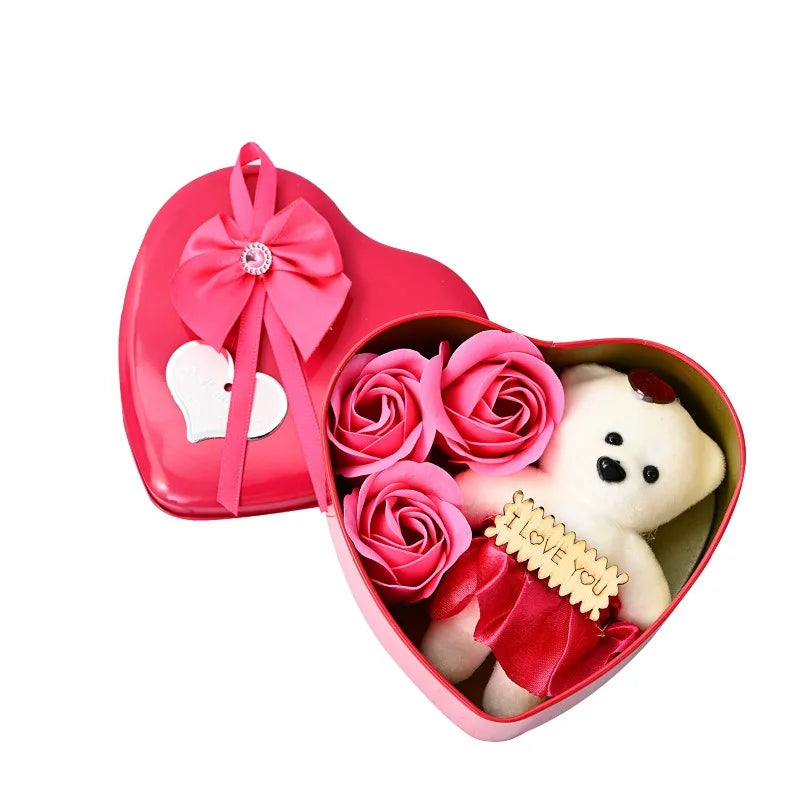 Valentine's Day Bear Soap Rose Gift Box