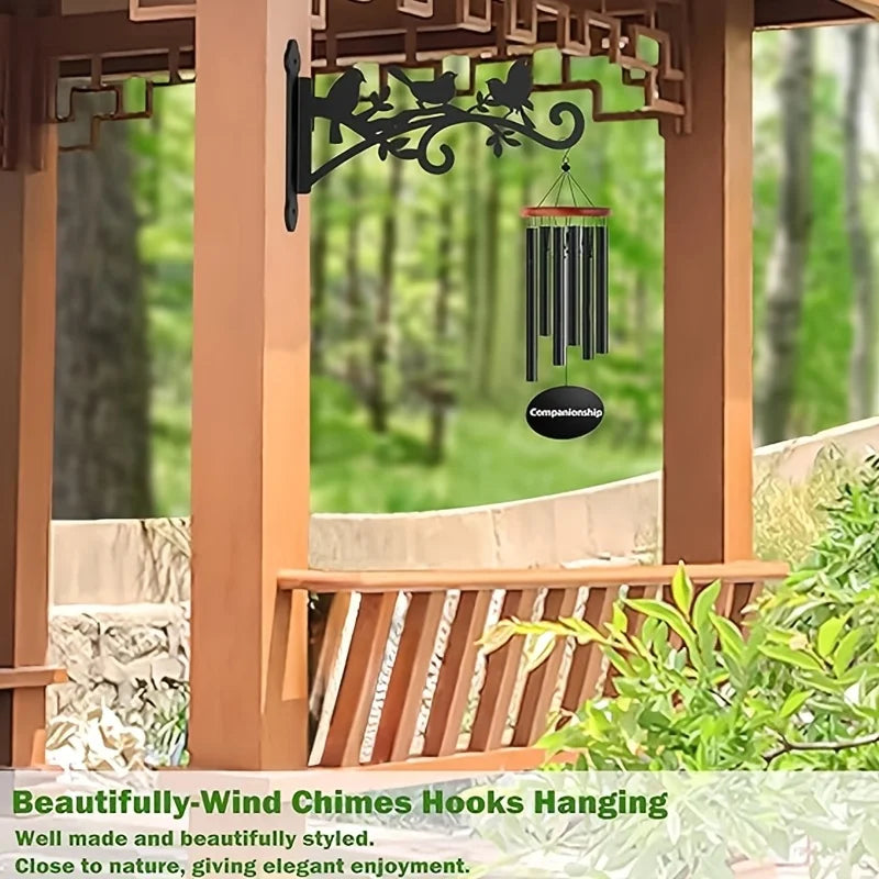 Metal Wall-Mounted Plant Hanger with Bird & Leaf Design - Heavy-Duty, Easy-to-Install Hook for Outdoor Flower Baskets