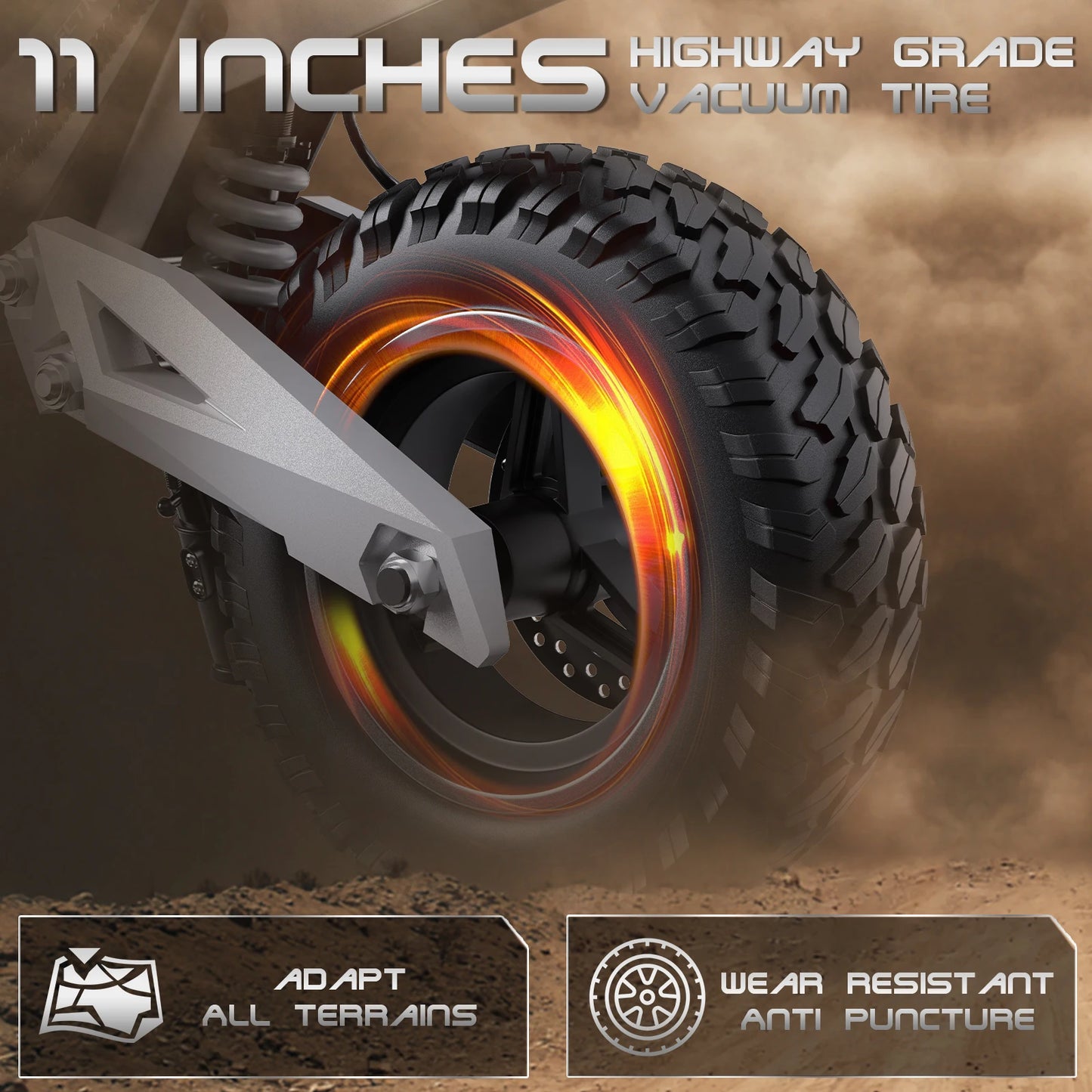 900W Electric Scooter 48V 13.5AH/18AH Battery Range 28-37Miles 11" Off-Road Tires