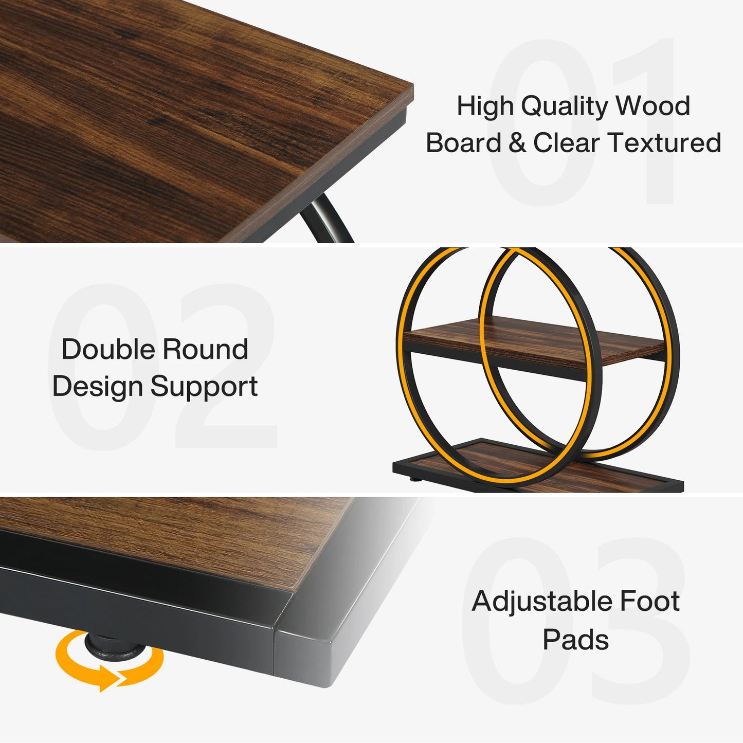 Narrow End Table with 3 Storage Shelves, Wooden.