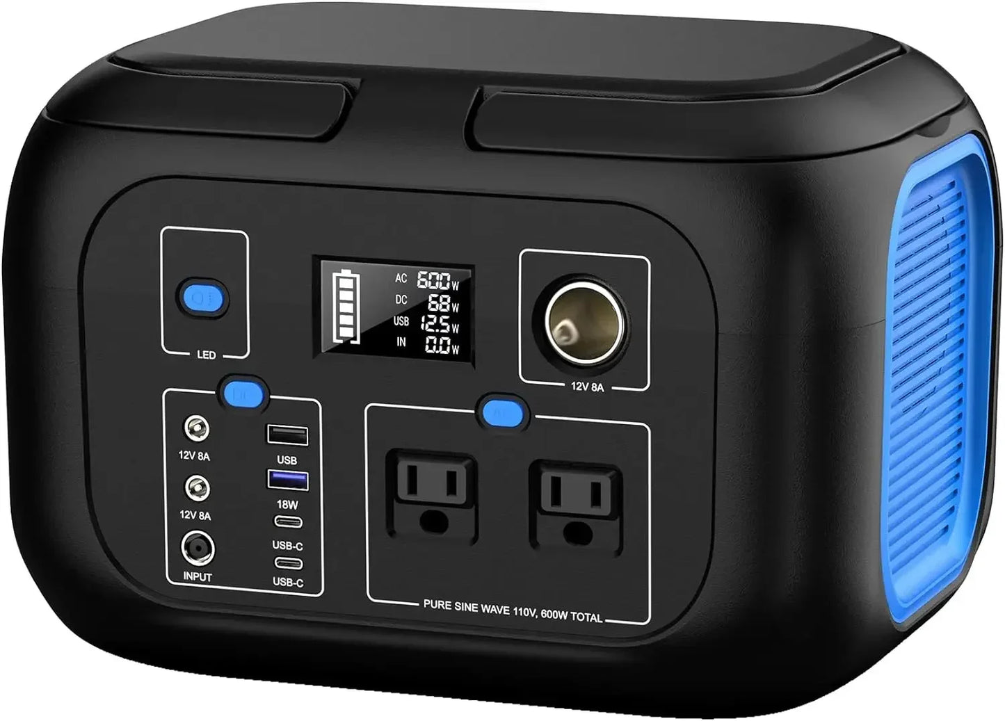 Solar Generator Lithium Battery Portable Generator Fast Charging 600W Power Bnk296Wh