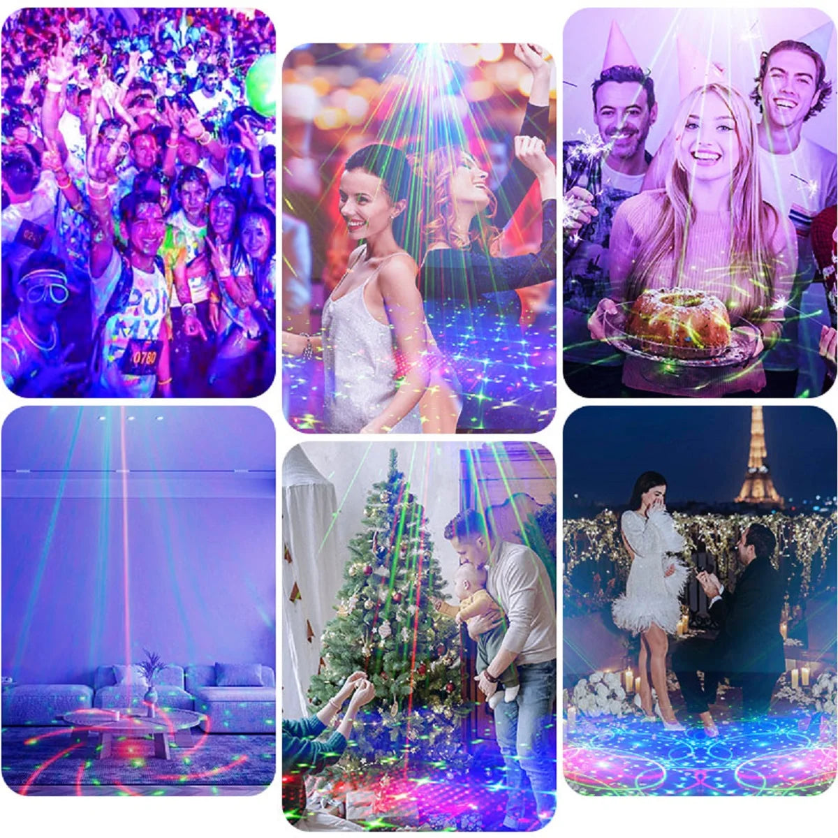 DJ Lamp - Disco Party Lamp - USB 8-Pin Multi-Pattern Remote Control Sound-Controlled Strobe Lamp