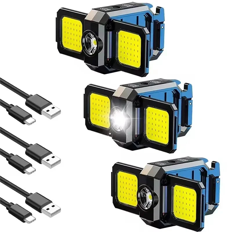 Flashlight Mini Light COB  Light USB Rechargeable Lamp with 90° Foldable Side Lights