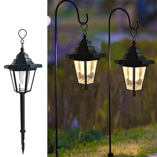 2-Pack Vintage Hexagon LED Solar Lights, Outdoor Pathway Garden Yard Decor,