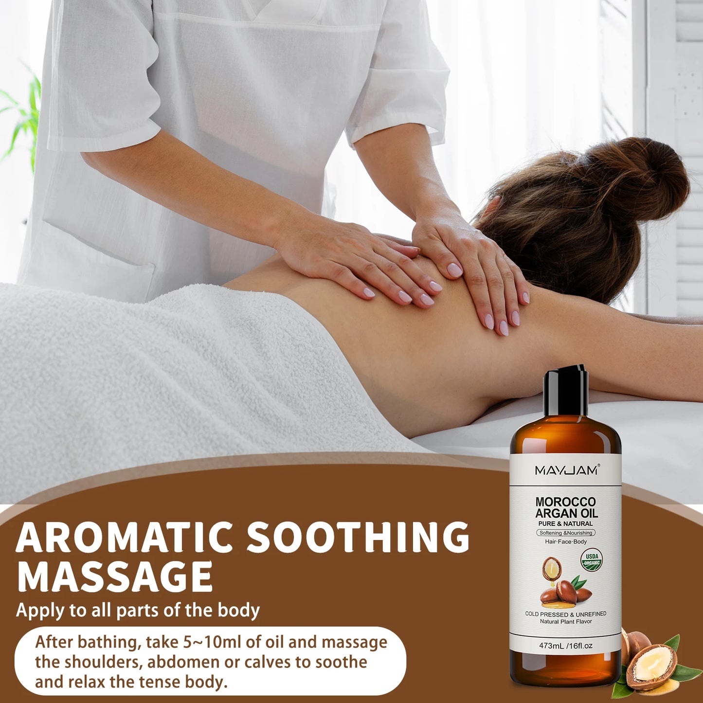 USDA Organic Coconut Oil for Skin Face Hair Cold-Pressed Oil for Massage Moisturize