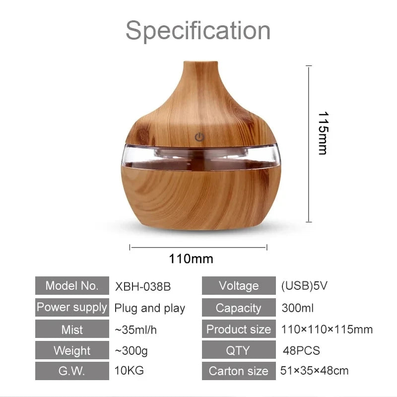 Compact USB Aroma Diffuser & Humidifier with LED Night Light