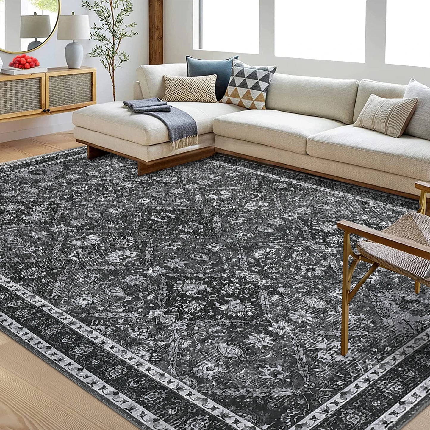 Rug for Living Room, Machine Washable, Non-Slip, Stain & Water Resistant,