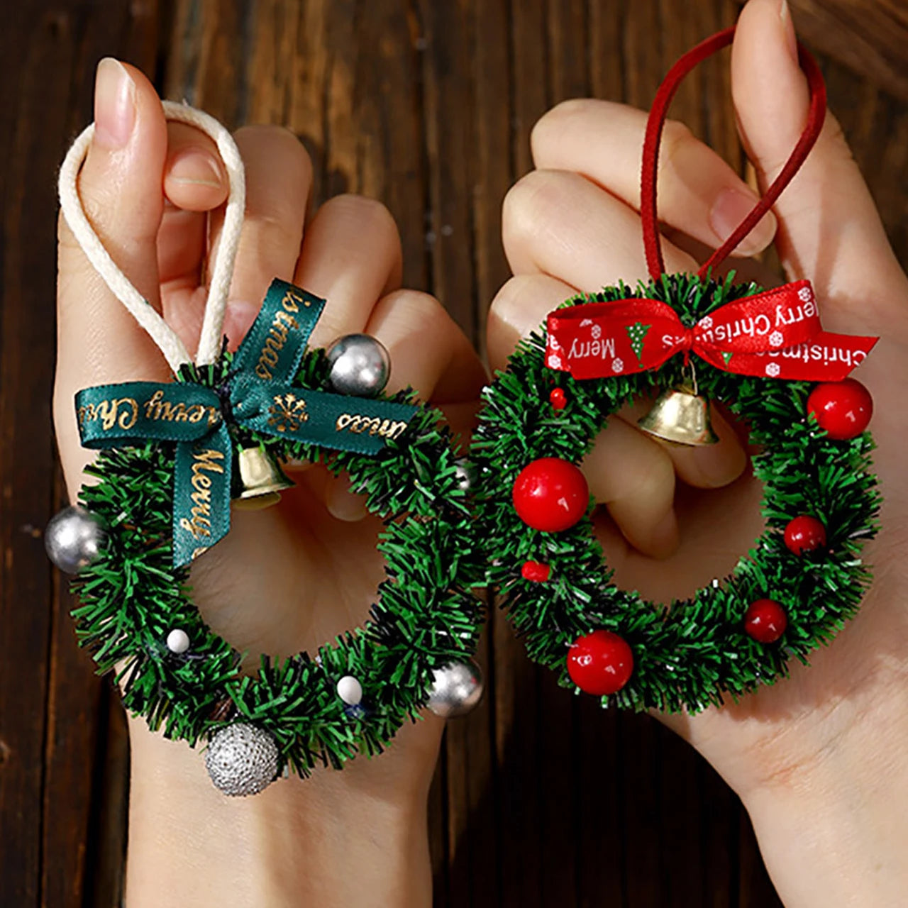 Merry Chrismas Wreath Pendant with Bell