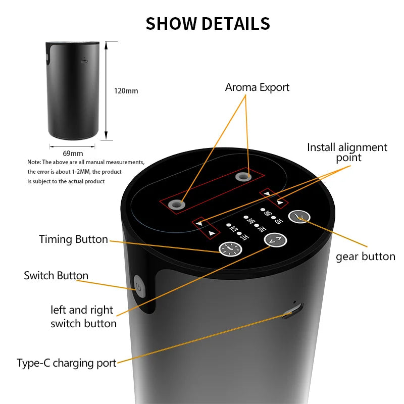 Essential Oils Diffuser With USB Cable Flavoring For Car Air Freshener Office Home.