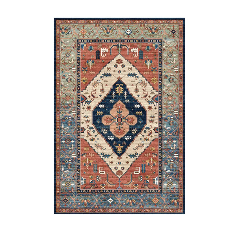 VIKAMA Washable Foldable Imitation Cashmere Carpet Entry Door Mat Persian Retro Style