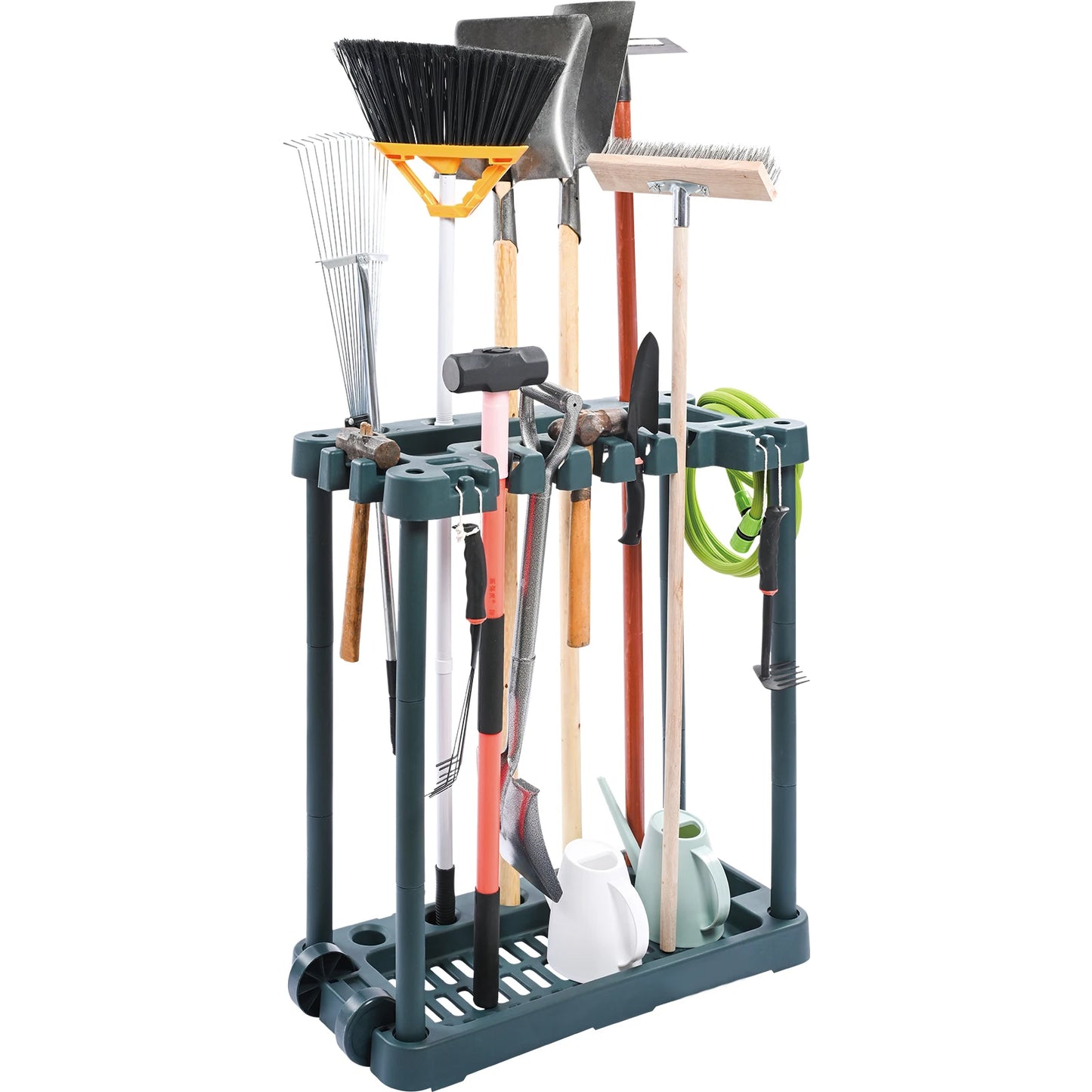 10Slots Yard Garden Tool Organizer Long-Handled Tool/Rake/Broom Tower Storage Rack