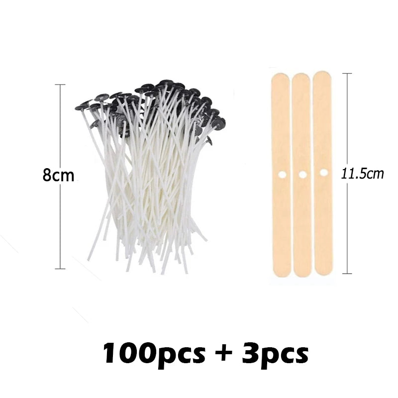 Multiple Sizes Waxed Cotton Thread Candle Wick 100pcs/set Smokeless Wick & Holder