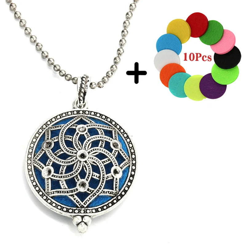 Popular Design Fashion Aromatherapy Locket Necklace Perfume Essential Oil Diffuser