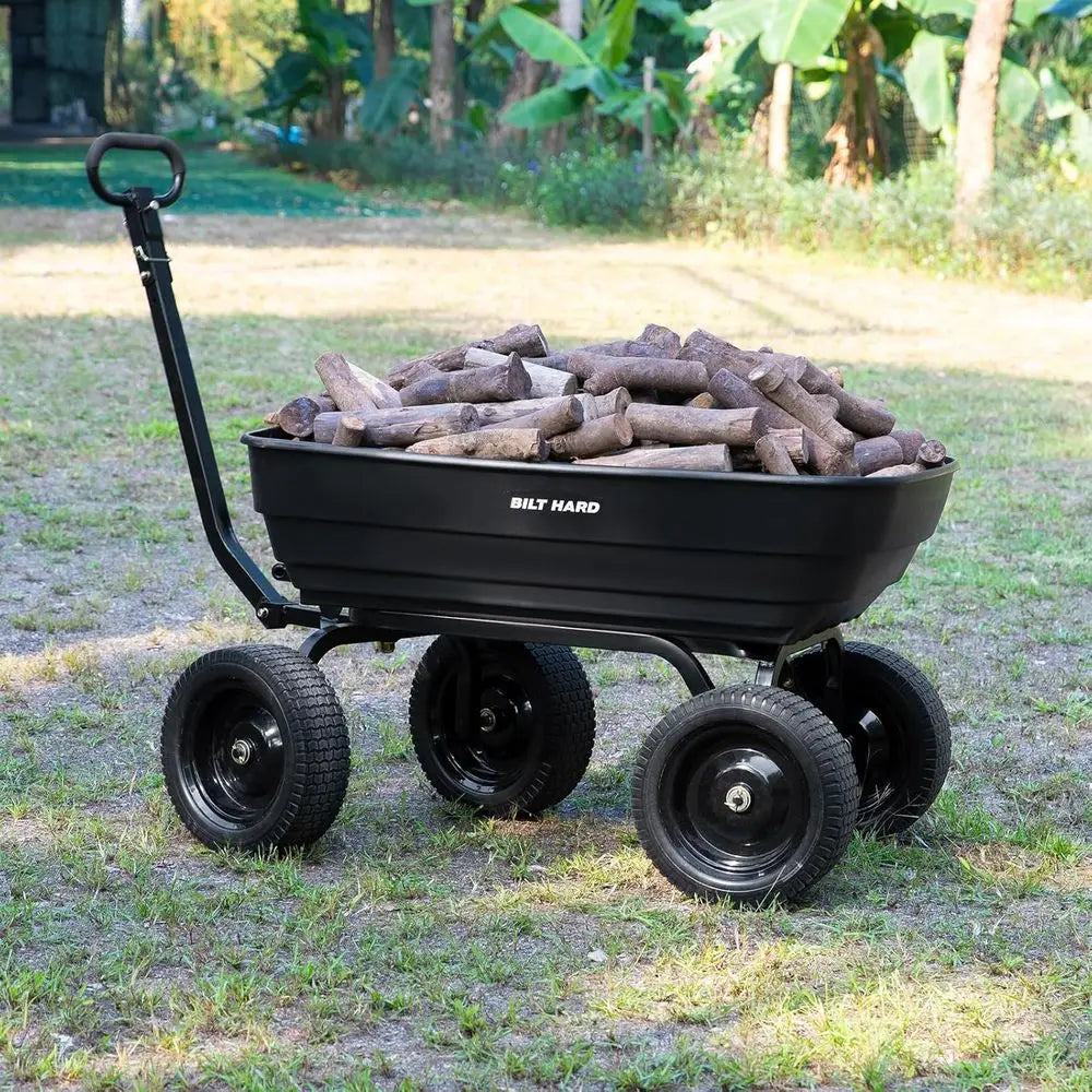Poly Garden Dump Cart 1200 lbs with No flat Tires, Quick Release, 2-in-1 Convertible Handle