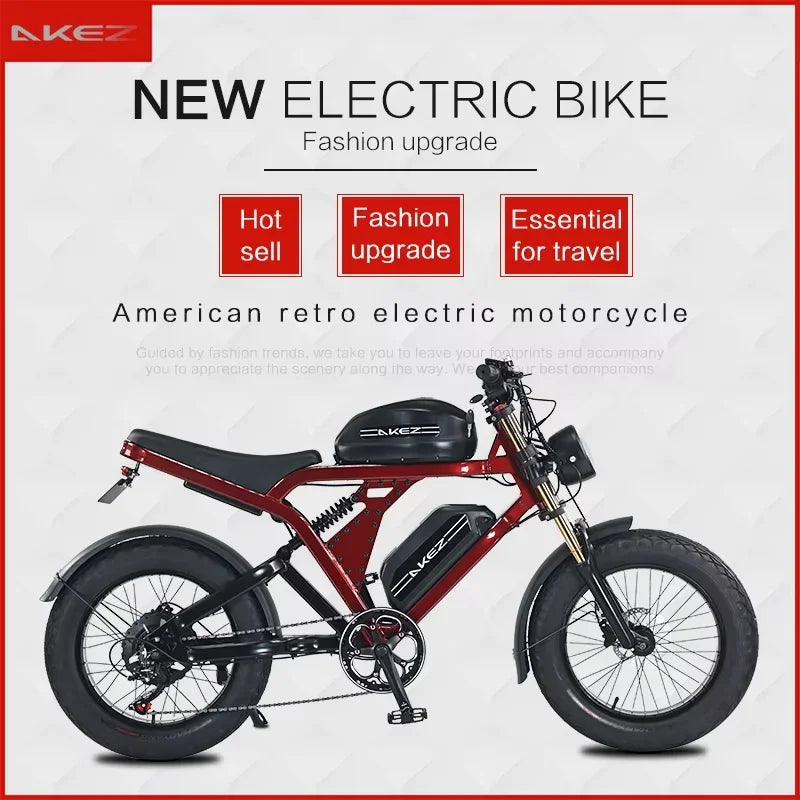 Powerful 1500W Motor 52V55Ah Dual Battery Adult Off-Road Tires Long Range E-bike