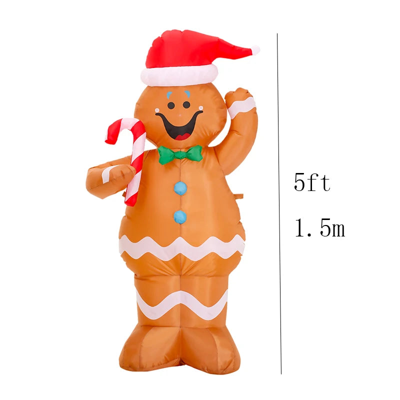 12 Foot Giant Christmas Inflatable Gingerbread Man with Candy Cane LED Lights Yard Home Party Decor