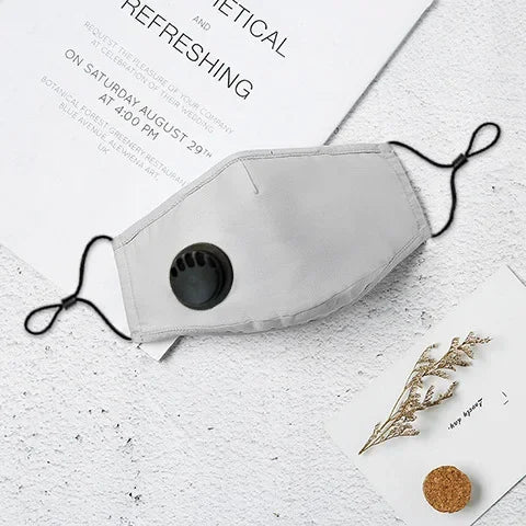 Cotton Face Mask with Breathing Valve Filter Reusable Washable
