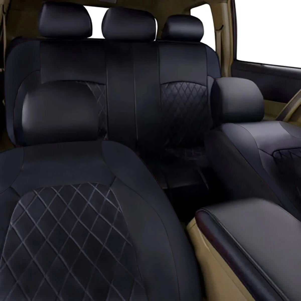 Universal Internal Seat Covers 4PCS All-Season Quilted Faux Leather Car Seat Cover