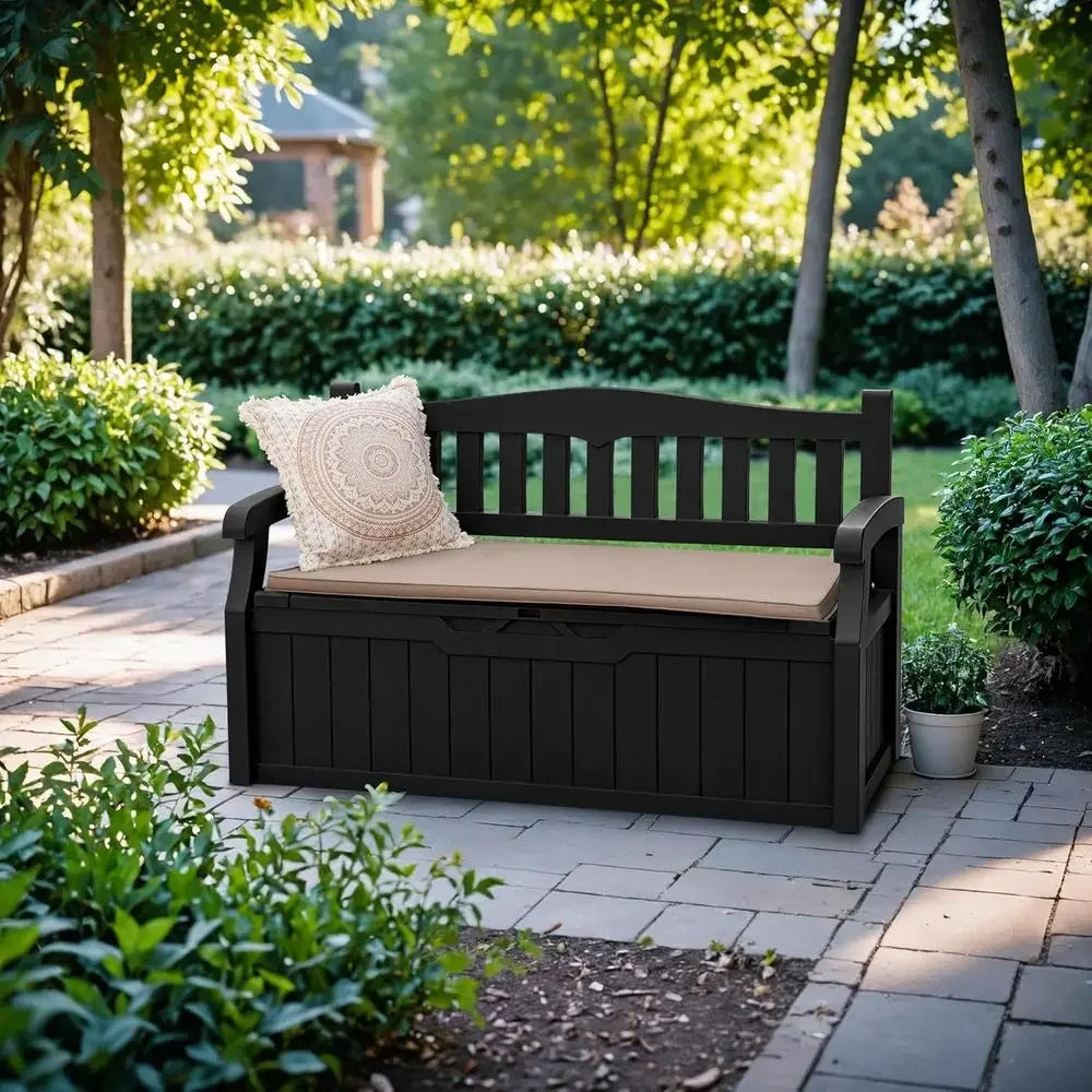 Bestseller Lockable 80 Gallon Outdoor Storage Bench with Cushions,