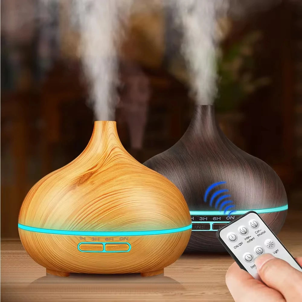 Humidifier Aromatherapy Essential Oil Diffuser Wood Grain With Remote Control