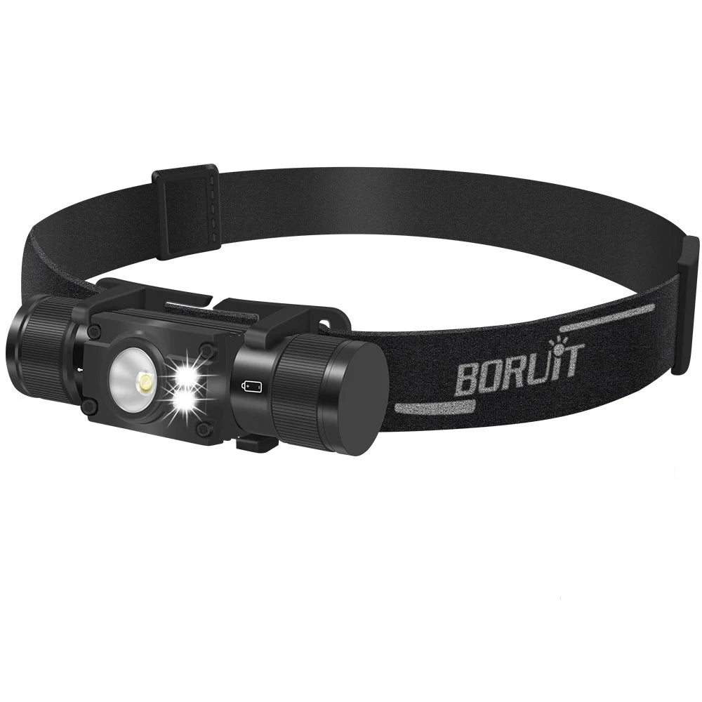BORUiT LED Headlamp 7-Modes Powerful Waterproof Headlight Type-C Rechargeable