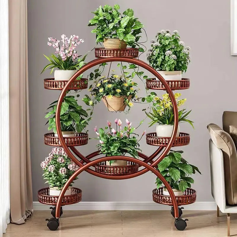 Metal Mobile Plant Rack with Locking Wheels