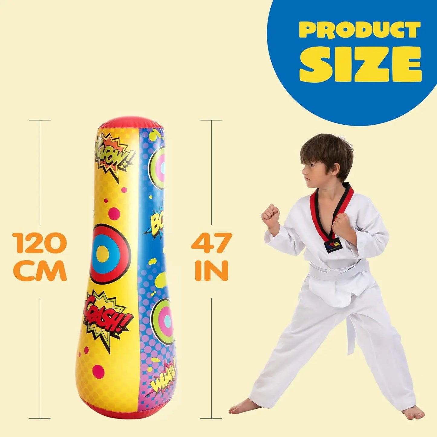 JOYFY Punching Bag for Kids 47 Inches Kids Double-Sided Inflatable Punching Bag