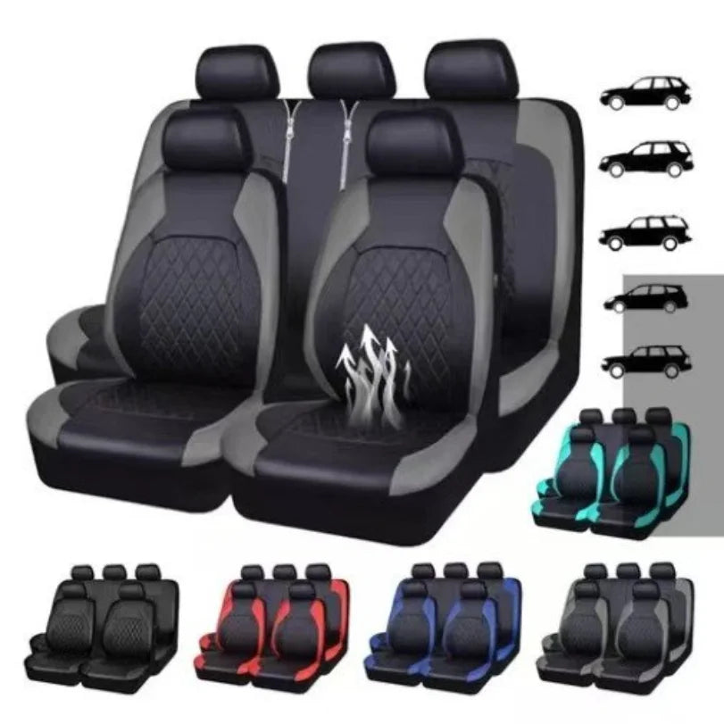 All Season Quitled PU Leather Car Seat Cover Full Universal Fit Sedan Suv Pick-up Truck Seat