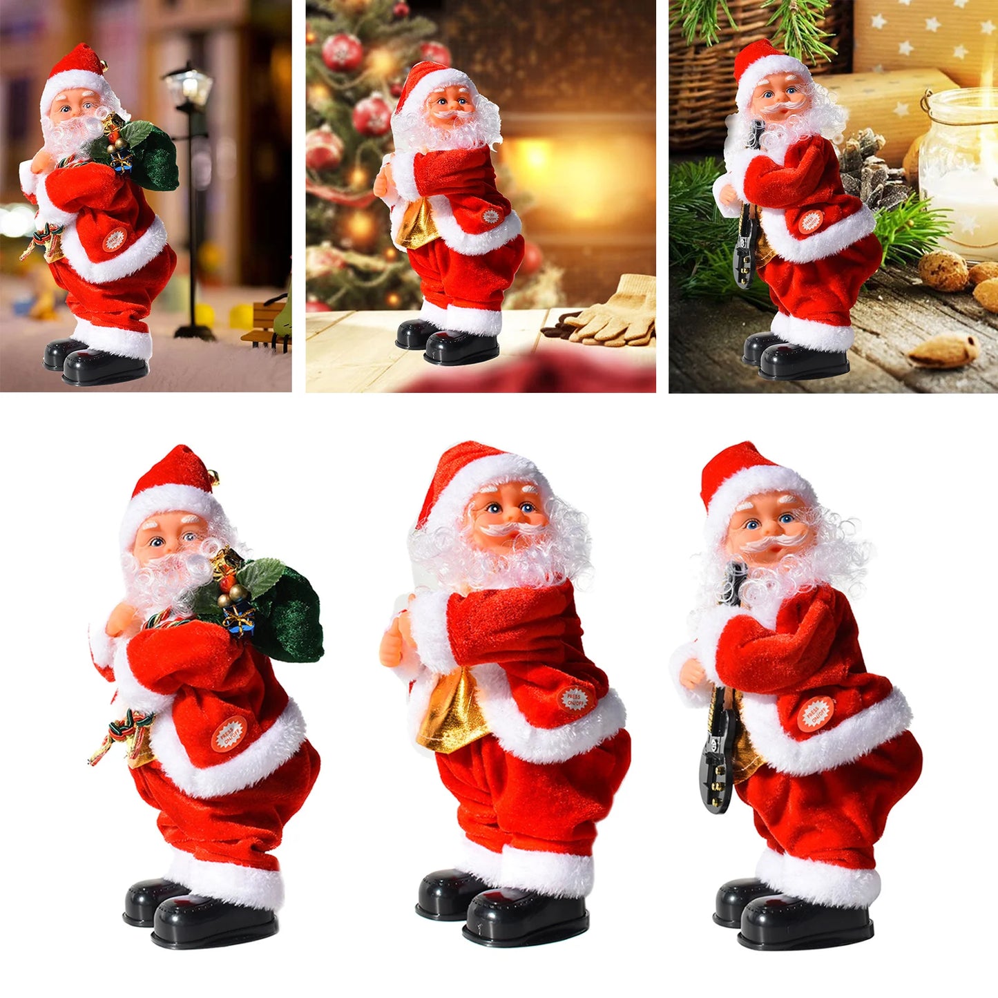 Music Electric Santa Claus Doll Twisted Hip Ornament Kids Xmas Toy for Christmas