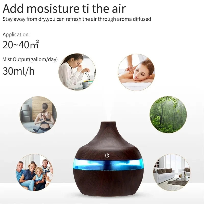 Compact USB Aroma Diffuser & Humidifier with LED Night Light