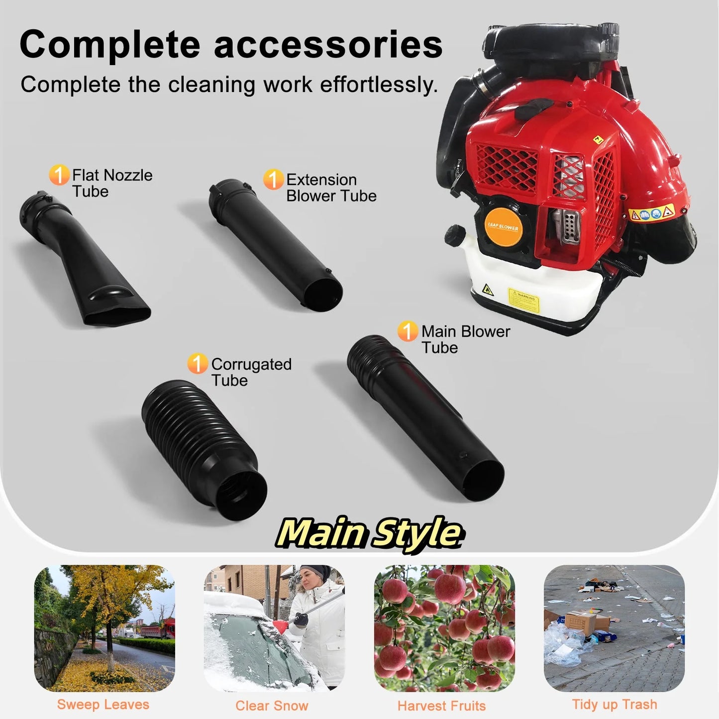 2-cycle Engine Backpack Blower Gas 80CC 900CFM Air Leaf Blowers & snow Blowers