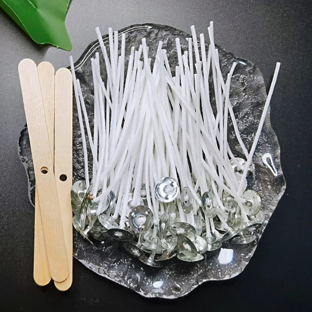Multiple Sizes Waxed Cotton Thread Candle Wick 100pcs/set Smokeless Wick & Holder