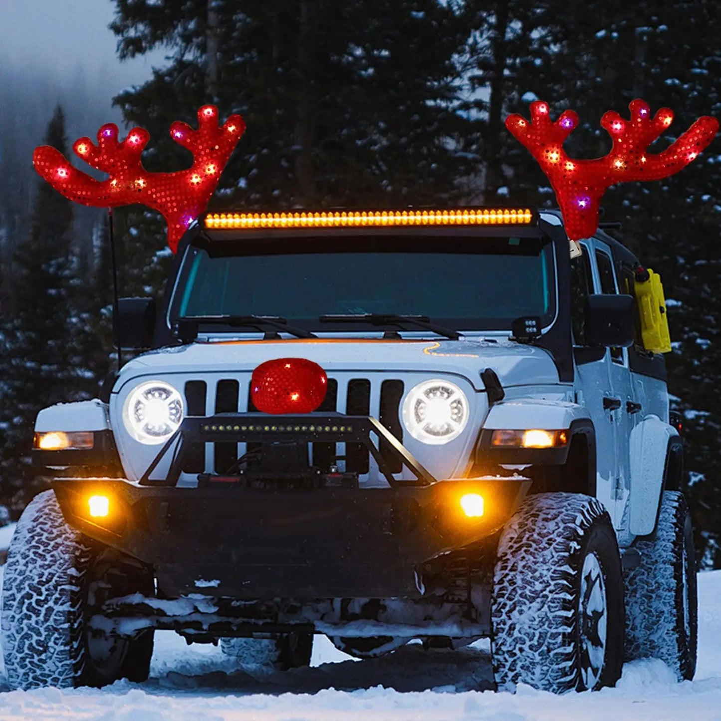 Reindeer Car Decor Cute Funny Waterproof Nose Antlers Kit Vehicle Accessories