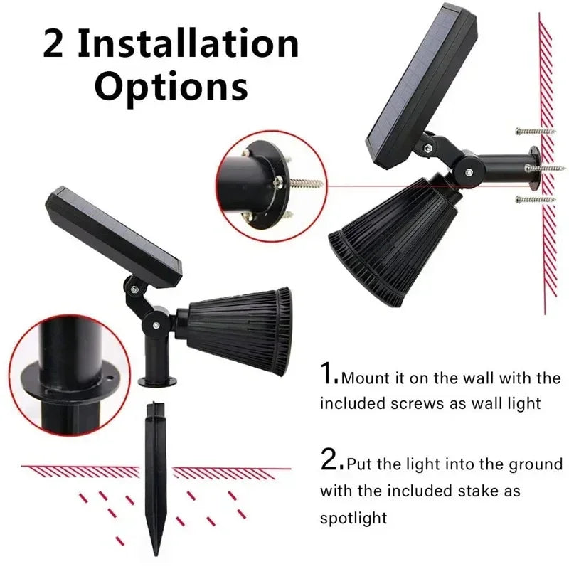 Solar Spotlights, Outdoor IP65 Waterproof, Spot Lights, Adjustable Brightness