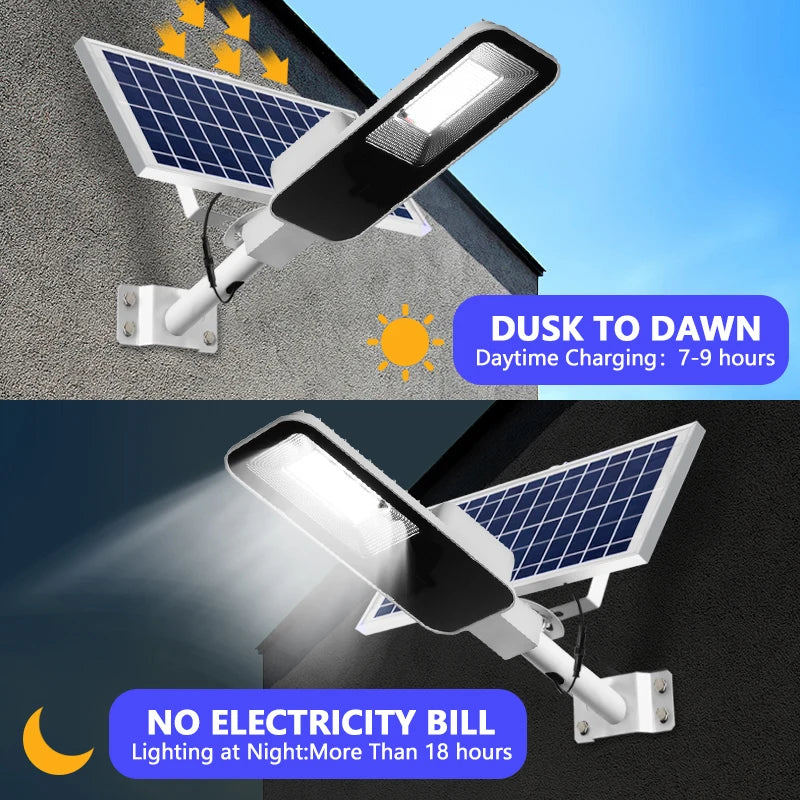 200W Powerful Outdoor Solar 6000mah Waterproof Automatic Dusk to Dawn Street Light