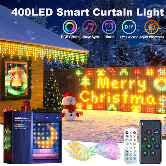 400-800 LED RGB Smart Curtain Lights with Music,App Controls and Remote