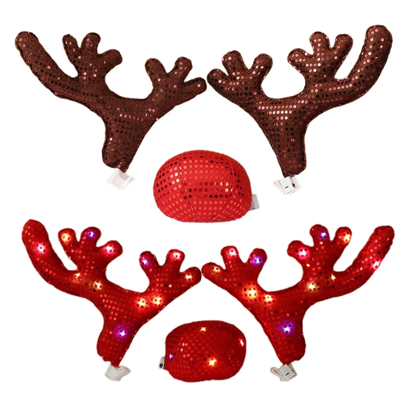 Reindeer Car Decor Cute Funny Waterproof Nose Antlers Kit Vehicle Accessories