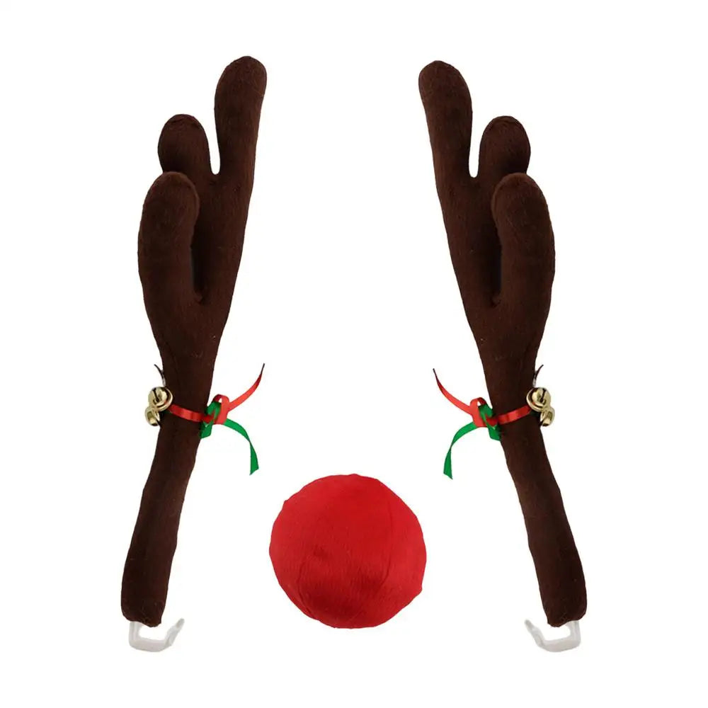 Reindeer Car Decor Cute Funny Waterproof Nose Antlers Kit Vehicle Accessories