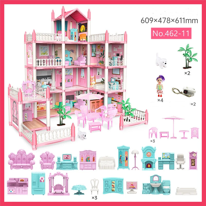 3D DIY Dream Princess Castle Villa Assembly Toy Doll House Set