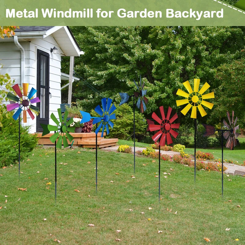28in  Decorative Lawn Ornament Wind Mill Wind Sculpture Metal