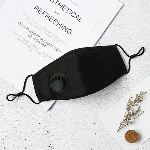Cotton Face Mask with Breathing Valve Filter Reusable Washable