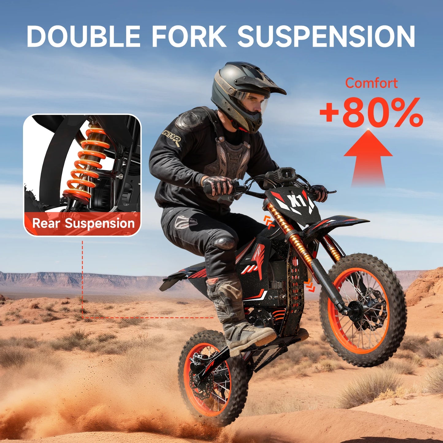 Electric Dirt Bike for Adults Teens 4500W Peak 60V 28.8Ah Battery Up to 60 Miles 50MPH Electric Motorcycle 14"/12" Fat Tire Mountain Off Road E-Bike