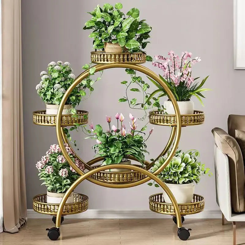Metal Mobile Plant Rack with Locking Wheels