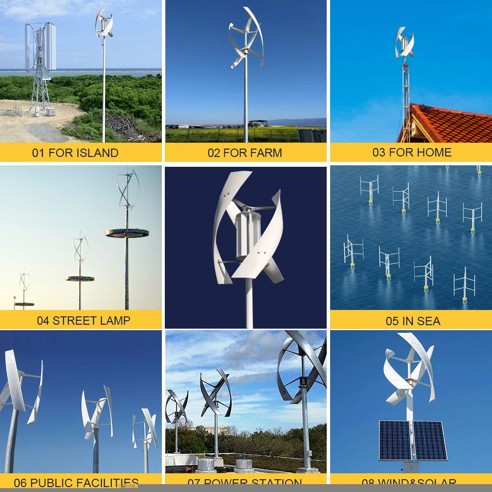 2000W Vertical Axis Wind Turbine Generator Kit 48V Windmill with 220V AC Output Complete Set Controller And Inverter