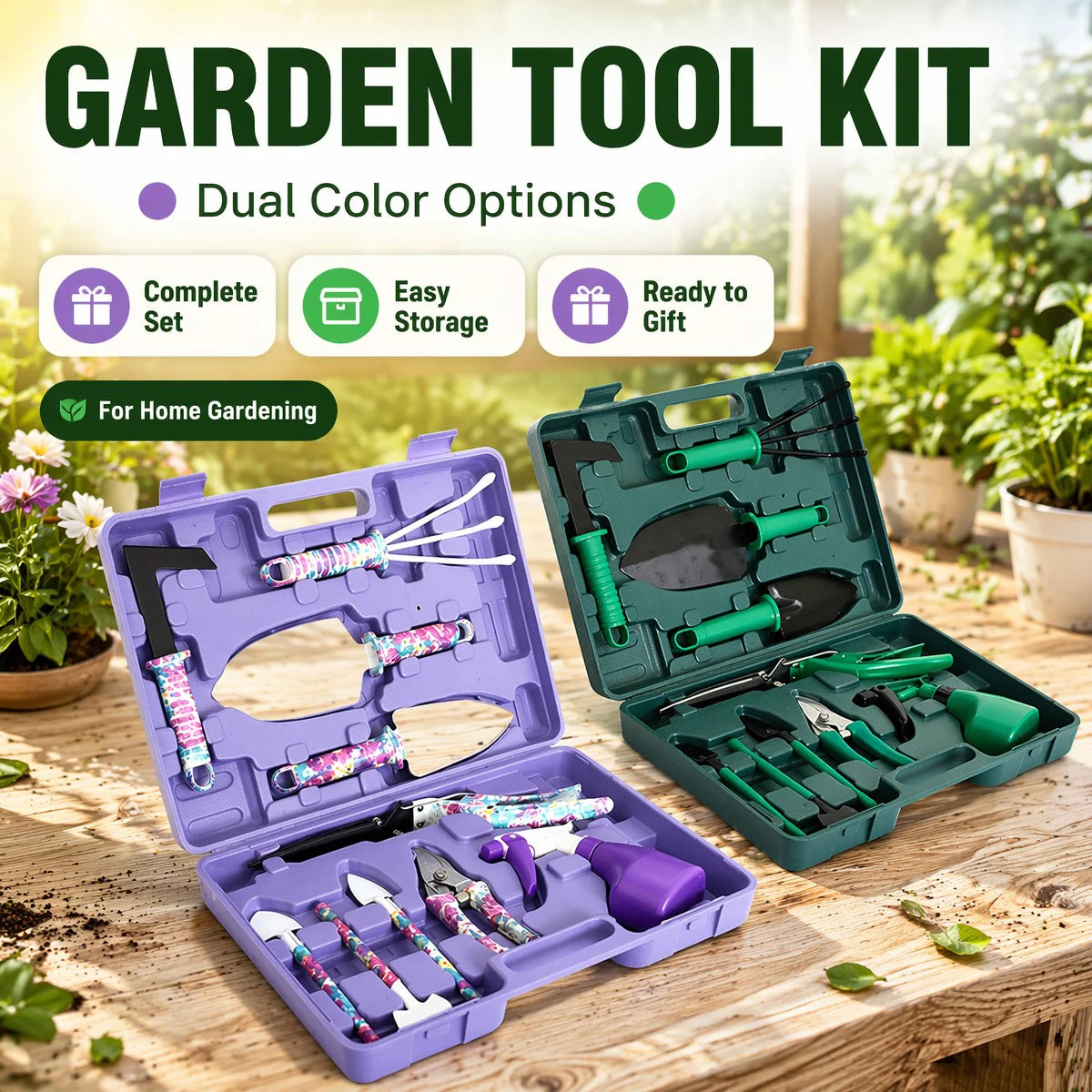 5/10 Pcs Gardening Tools Set with Carrying Case and Floral Print Ergonomic Handle