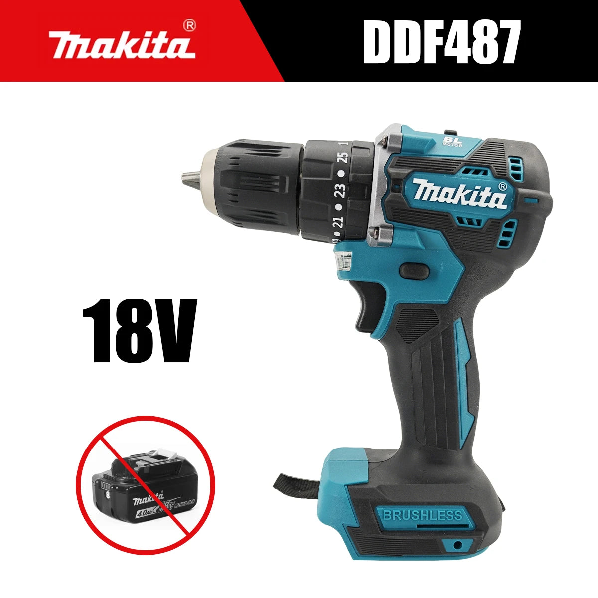 Makita DDF487 18V Brushless Electric Drill Impact Tool Professional Power Tools