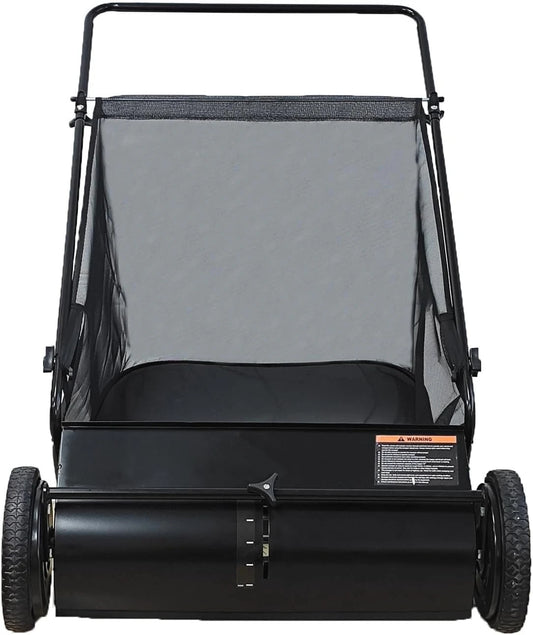 Push Lawn Sweeper, 26-Inch Width, 7 Cu. Ft. Hopper Capacity, 4 Spinning Brushes, Adjustable Height, Durable Steel Frame·2025 NEW